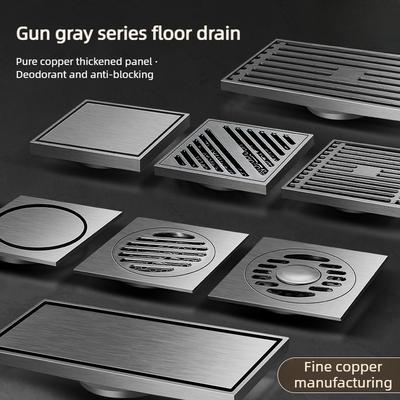 Gris Gun Todo Cobre Antiolor Baño Sala de Ducha Desagüe de Piso Invisible para Alcantarilla Dispositivo de Drenaje para Lavadora Inodoro