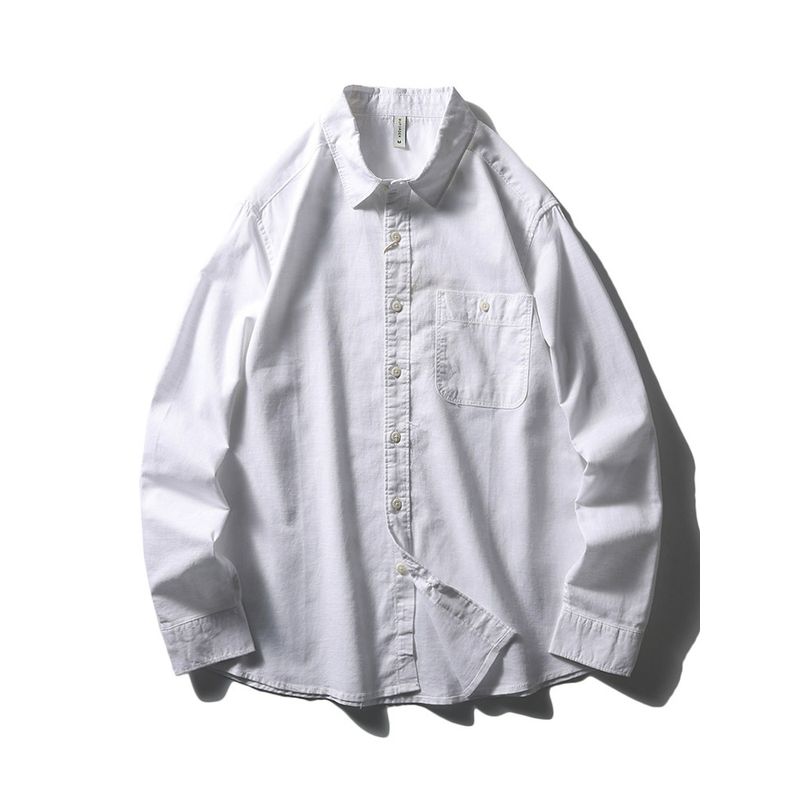 Japanese Retro Cotton-Linen Shirt Men s Long-Sleeve Spring and Autumn Jacket Export Men s Casual Linen Blend Shirt White 3XL