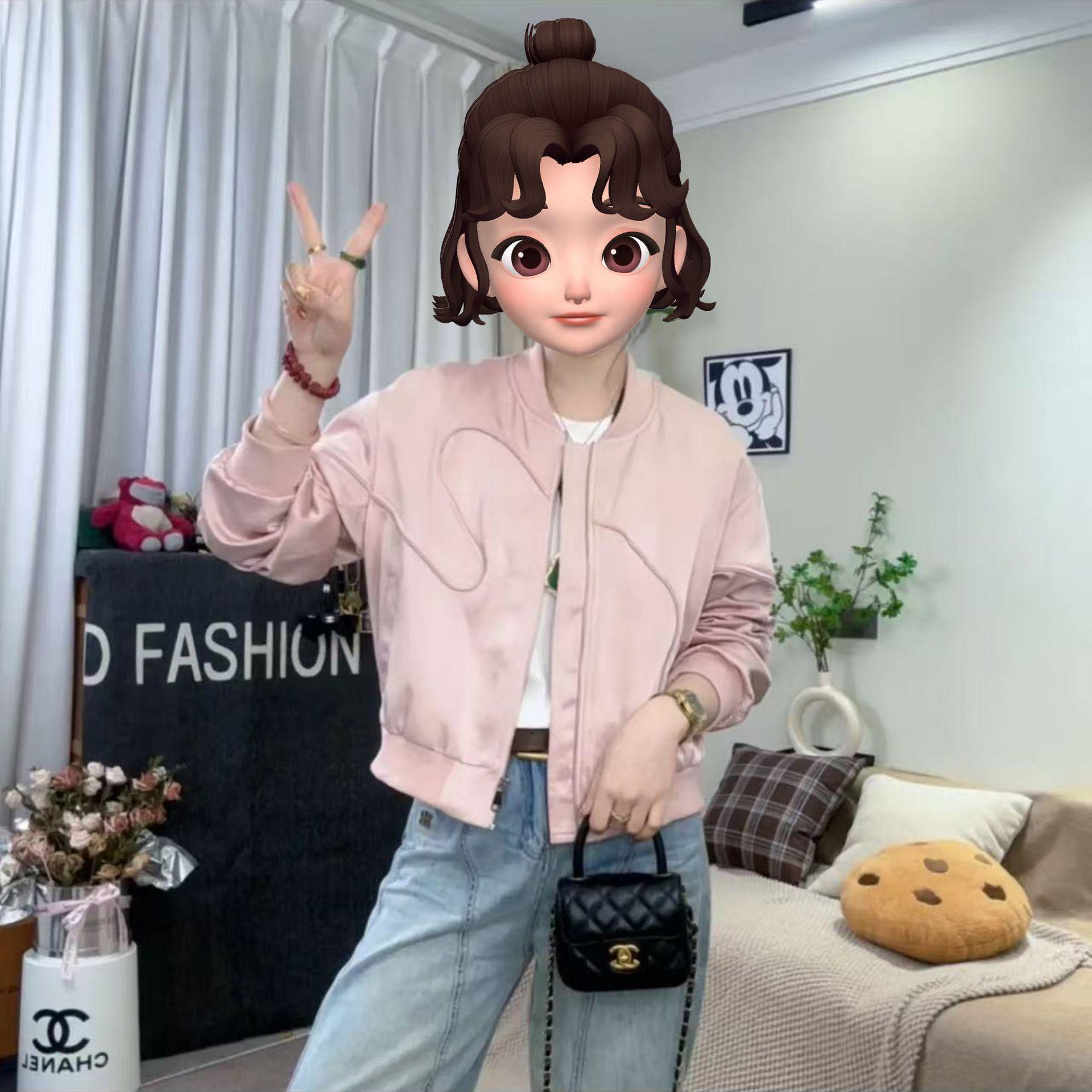 

Весенняя Повседневная Универсальная Женская Черная Куртка из Спандекса Свободного Кроя M (suggested 80-110 jin) розовый