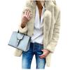 Fashion Womens Loose Solid Color Long-sleeved Lapel Women's Fleece Plush Coat Coat