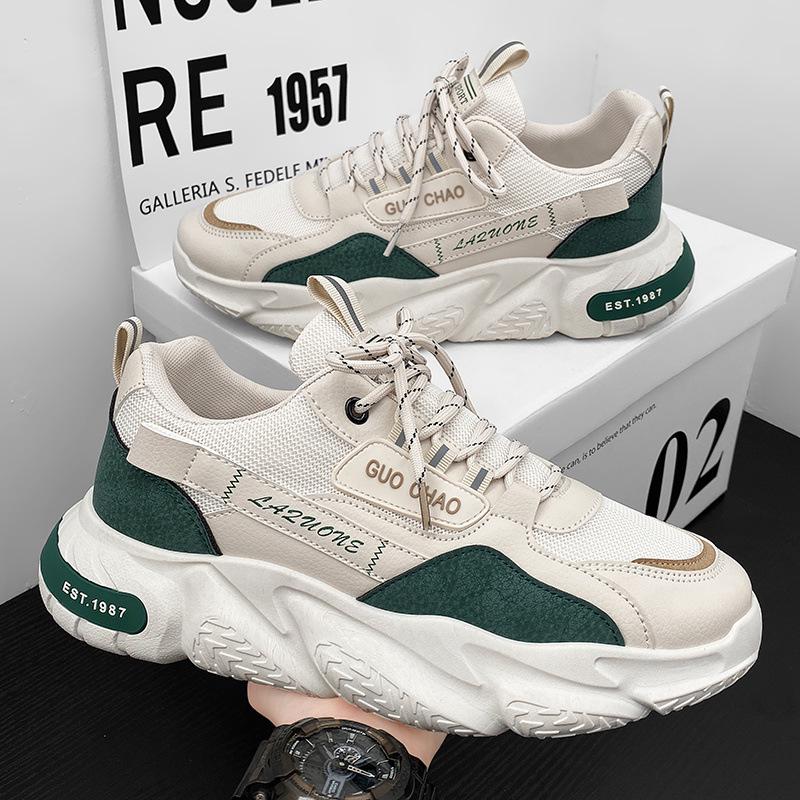 Men's Spring 2025 Trend Breathable Mesh Sneakers - Non-slip, Height-increasing, Casual Running Dad Shoes