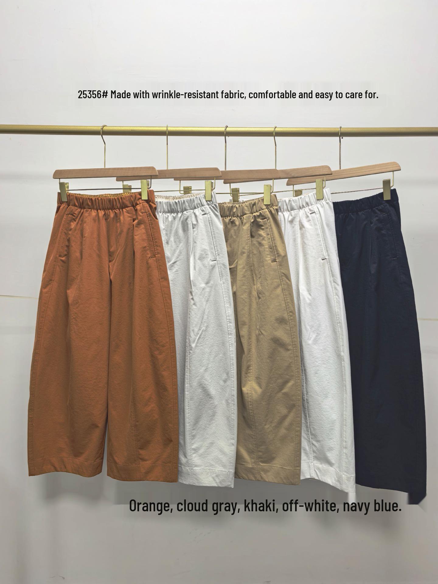 2026 Spring Minimalist Cropped Wide-Leg High Waist Women s Pants S оранжевый