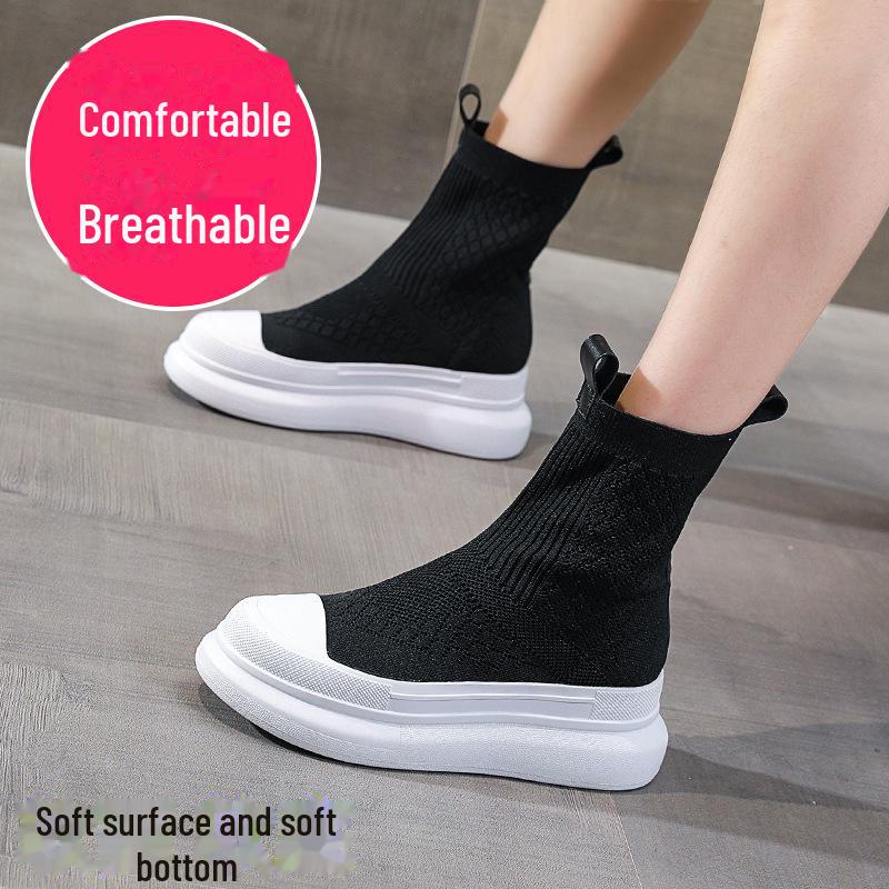 

Женские осенние сапоги-носки с высоким берцем и эластичной подошвой 2023 года 37 чёрный