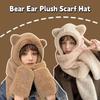 Thickened Plush Scarf Hat Gloves 3 in 1 Fleece Scarves Hat Sweet Bear Ear Plush Beanie  Winter