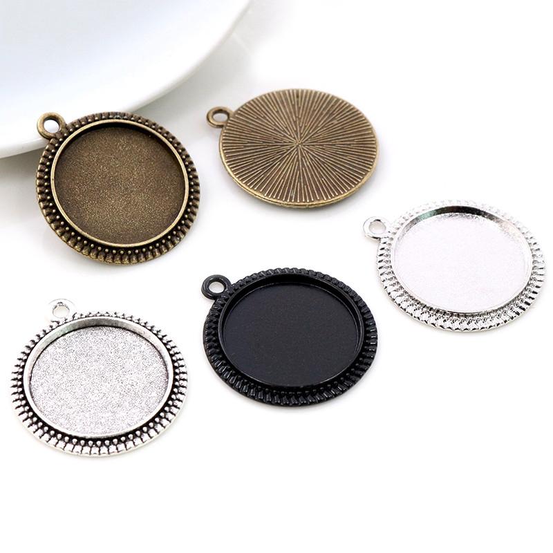 10pcs 20mm Inner Size Classic 5 Colors Plated One Sided Double Hanging Simple Style Cabochon Base Setting Charms Pendant