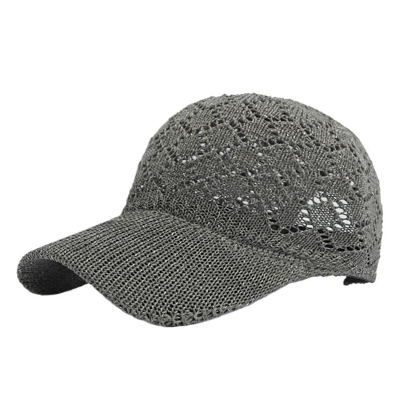 Women's Hollow Out Crochet Knit Baseball Cap Breathable Straw Woven Sun Protection Summer Beach Hat Casual Adjustable Duckbill Cap