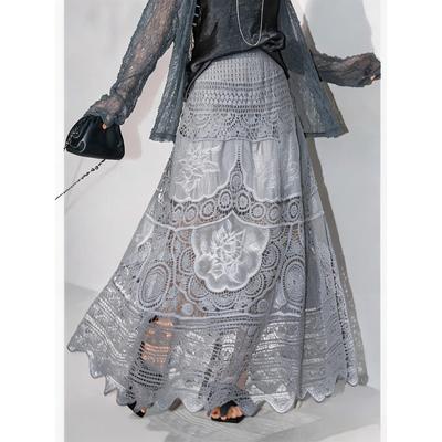 DIMANAF 2026 New Holiday Skirt Women Knitting Lace Solid Hollow Out Sexy Hollow Summer Style Loose Basic Dress