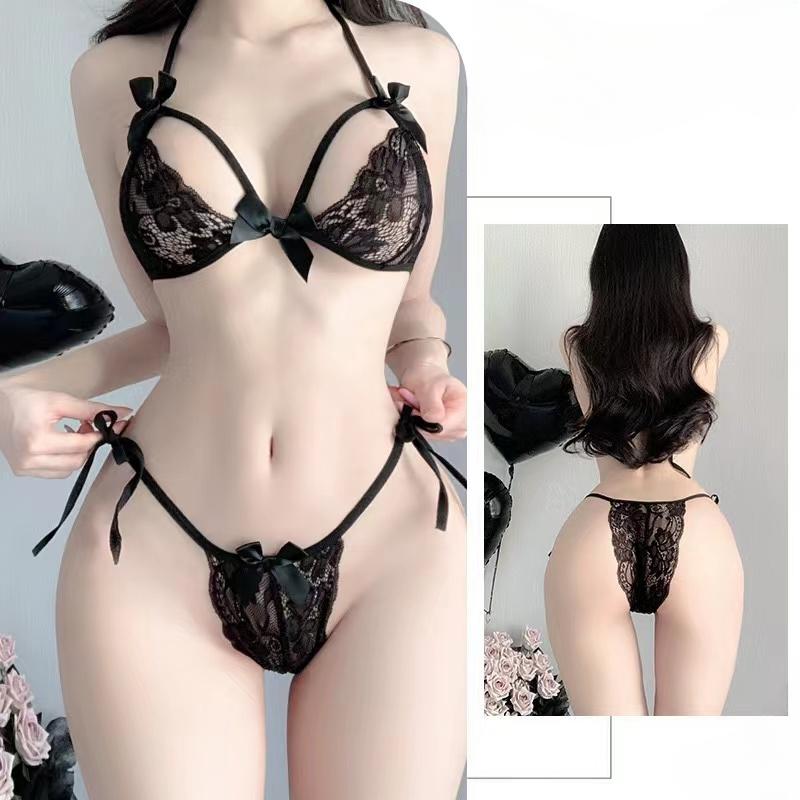 Erotic Lingerie Transparent Panties Open Crotch Tanga Sexy Lingerie Women Body Two-piece Sexy Lace Underwear Sexy Costume