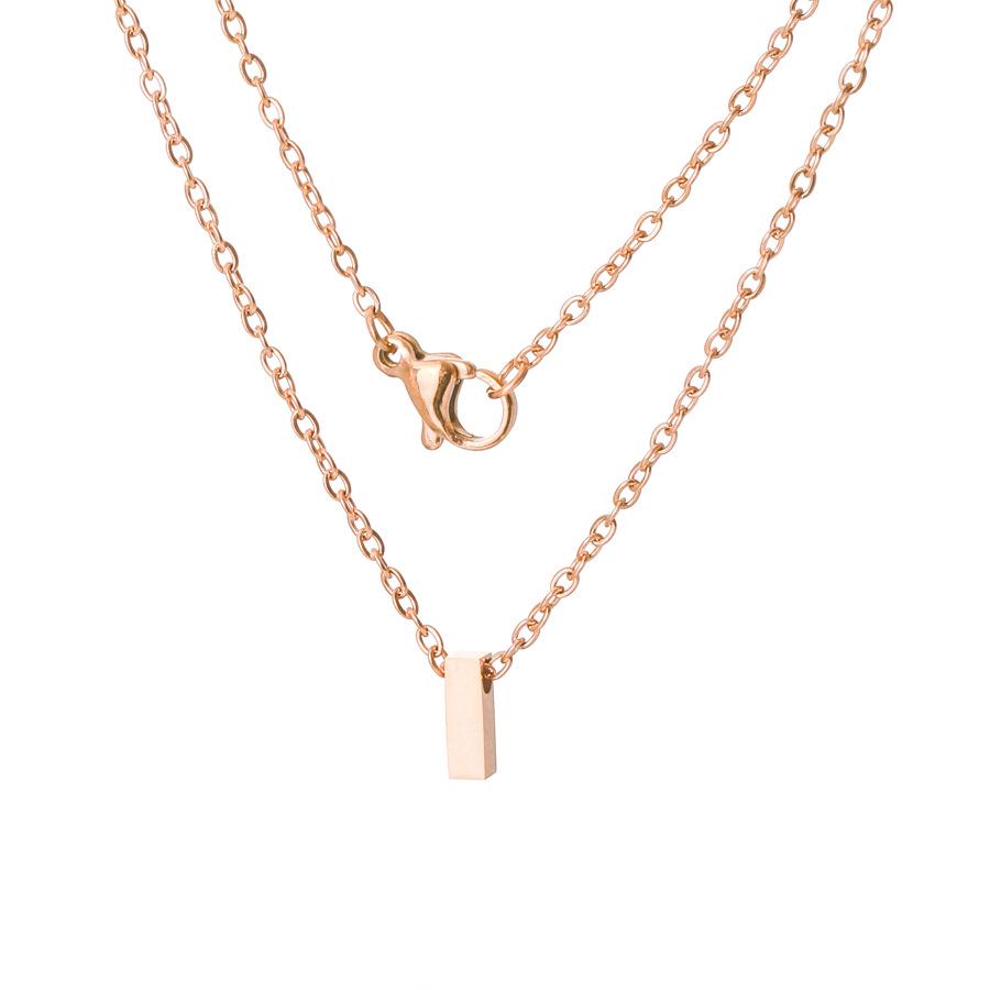 Rose Gold Mirror Polished Titanium Alphabet Beads Necklace 45 CM
