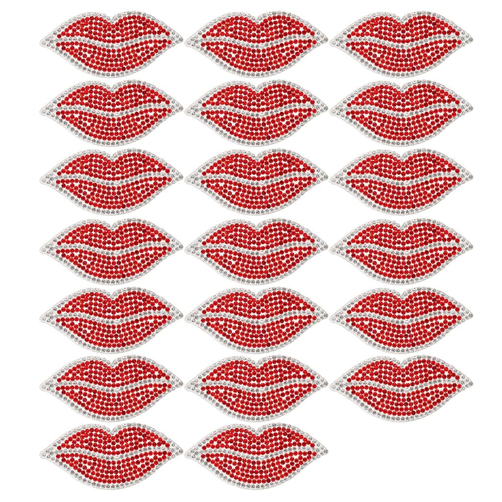 20Pcs Red Lip Rhinestones Resin Crystal Hot Diamond Pattern Clothing Decoration DIY Accessories