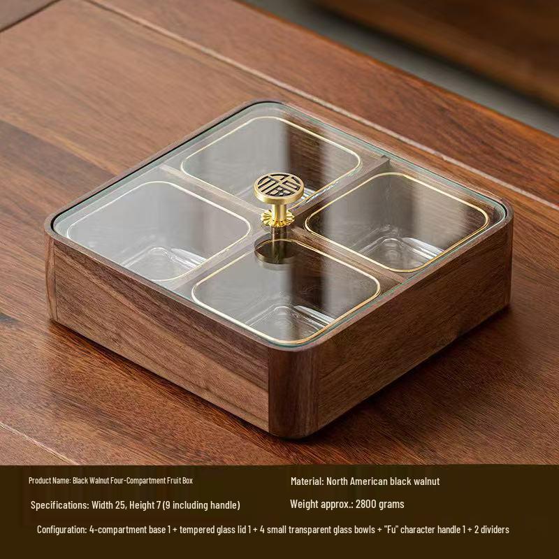 Walnut Wood Multi-Layer Nut and Snack Box