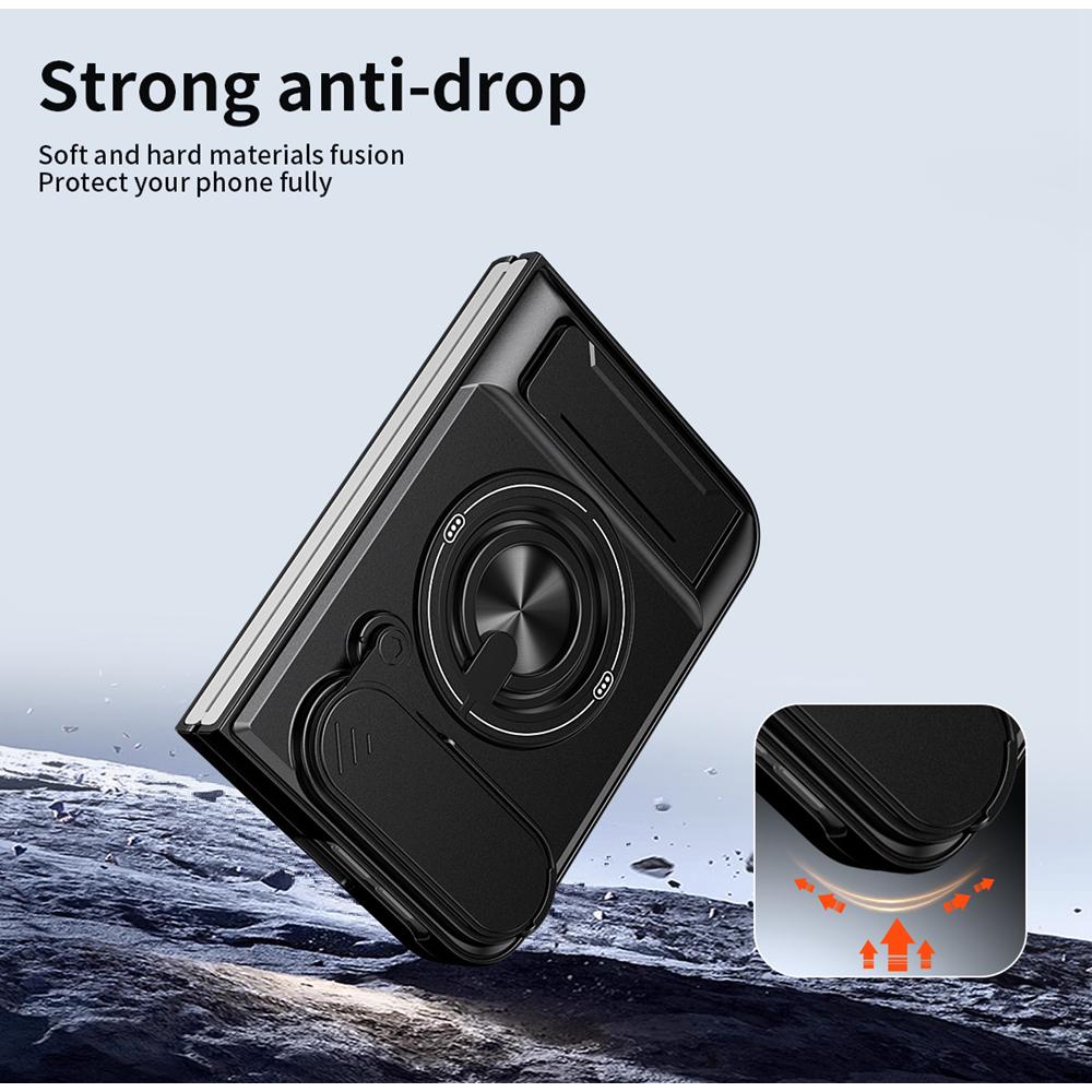 KEYSION Magnetic Phone Case for iPhone Duo Slide Camera Protection Upright Kickstand 360° Ring Shockproof Cover for iPhone Duo