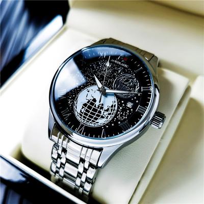 Herrenuhr mit hohlem Boden, vollautomatische mechanische Uhr, Edelstahl-Schmetterlingsschnalle, trendige Herrenuhr