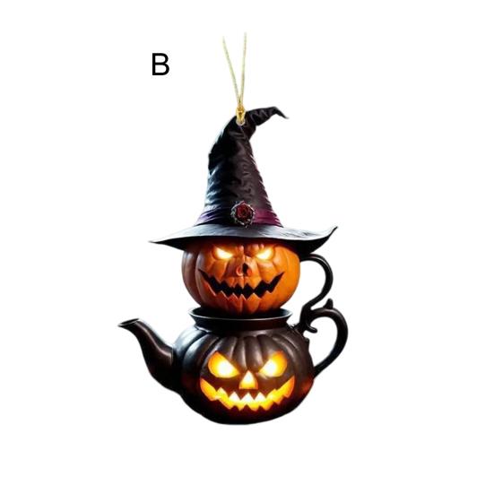 Automobile Pendant Lightweight Acrylic Rearview Mirror Decoration 2D Pumpkin Design Safety Anti-Blocking Cat Pendant