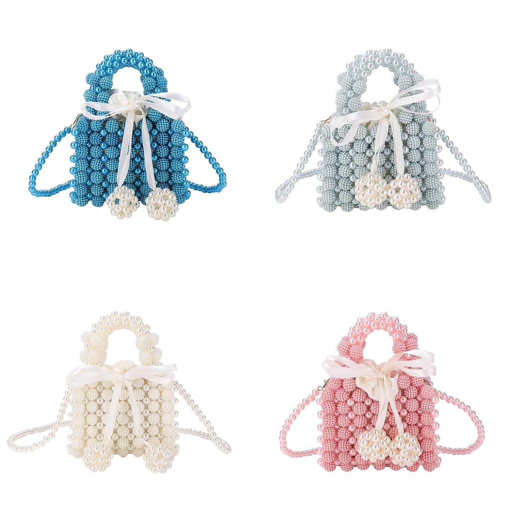 Acrylic Butterfly Knot Tote Bag With Pearl Weaving For Casual Daily Use