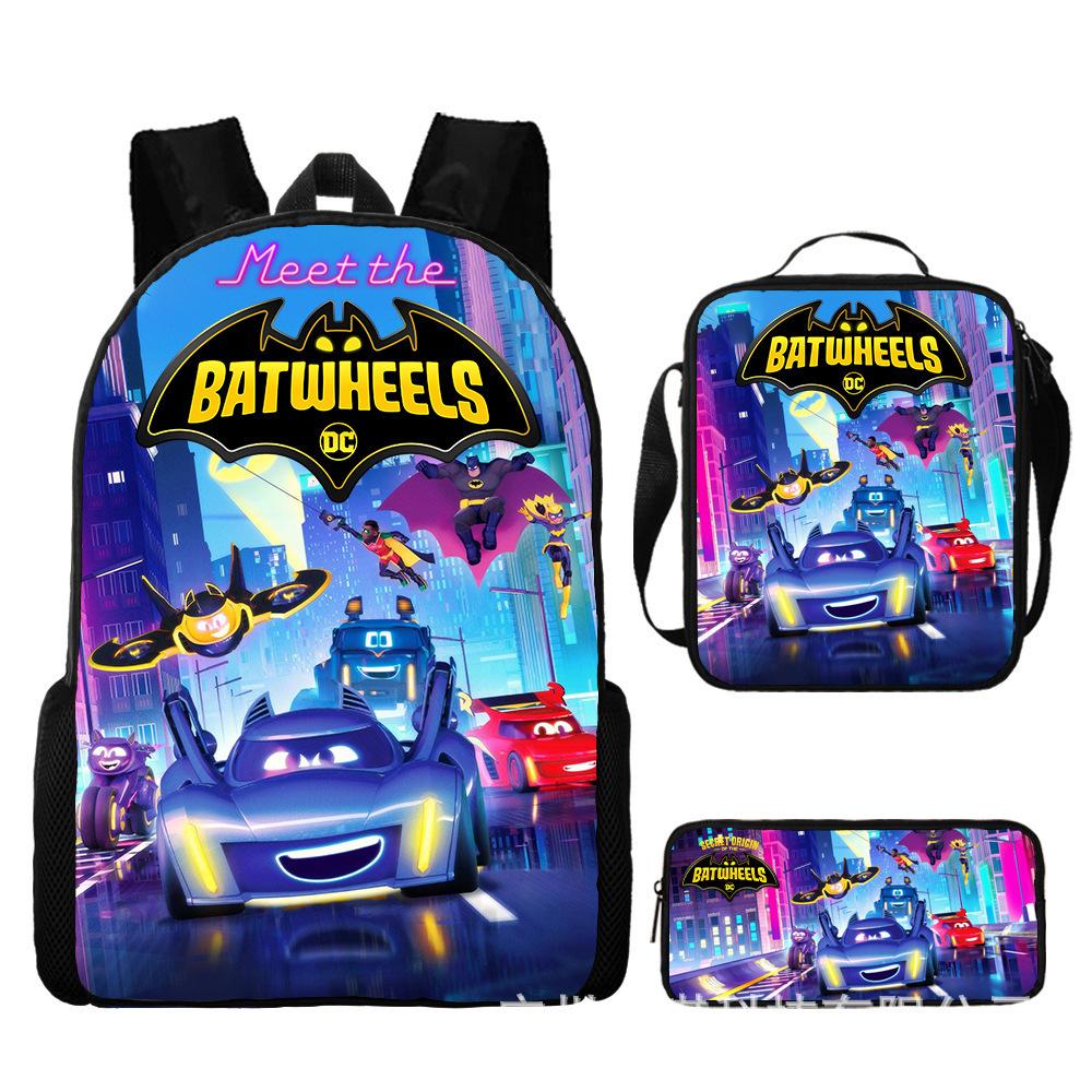 Batwheels School Backpack Set for Kids, 3-Piece Cartoon Bookbag, Shoulder Bag, Pencil Case