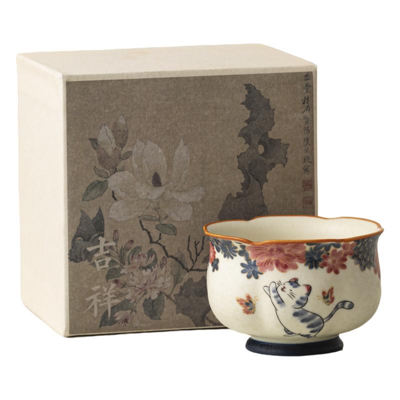 Personal Scent Sniffing Master Cup Rock Porcelain Cat Design for Gongfu Tea Ceremony Cozy Home Use Gift Idea