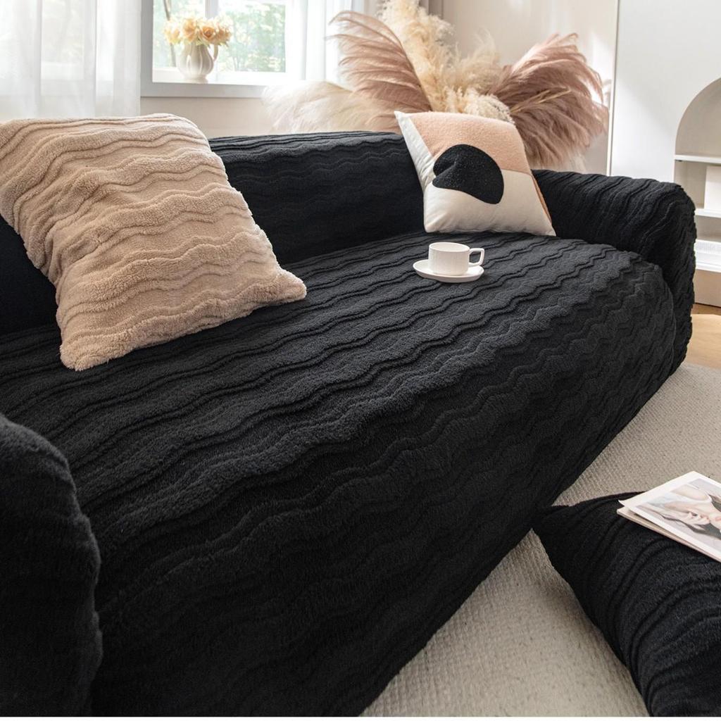 Cream Windshu Velvet Straight Row Sofa Cover All Inclusive Winter Cover New Thickened Anti Cat Scratch Protective Cover