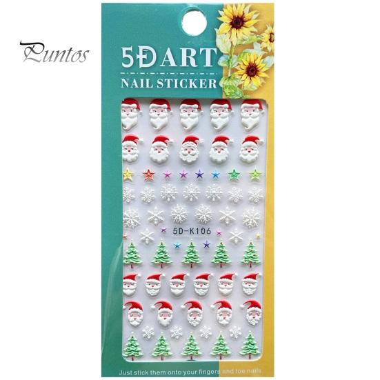 1 Sheet Christmas Nail Art Sticker Festive Santa Snowflake Elk Designs Safe Easy to Use Nail Decal for Beautiful Manicures