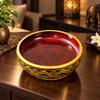 Round Solid-Wood Serving Bowl Deep Footed Wooden Handcrafted for