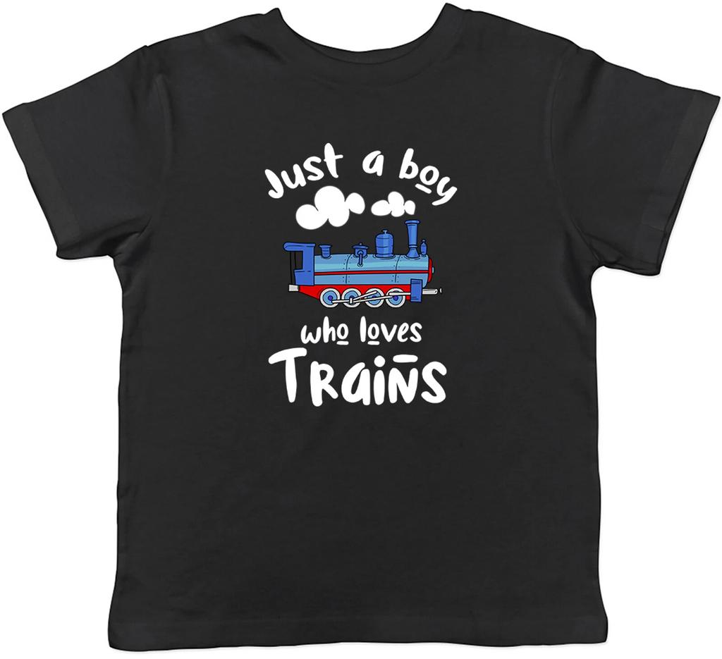 Trains Locomotive Kids T-Shirt Just a Boy Who Loves Trains Childrens Boys Girls