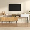 Modern TV Cabinet with Adjustable Length, Modular 2-Piece Design, Wood Look, Matt White, Black Metal Legs, Multifunctional Living Room