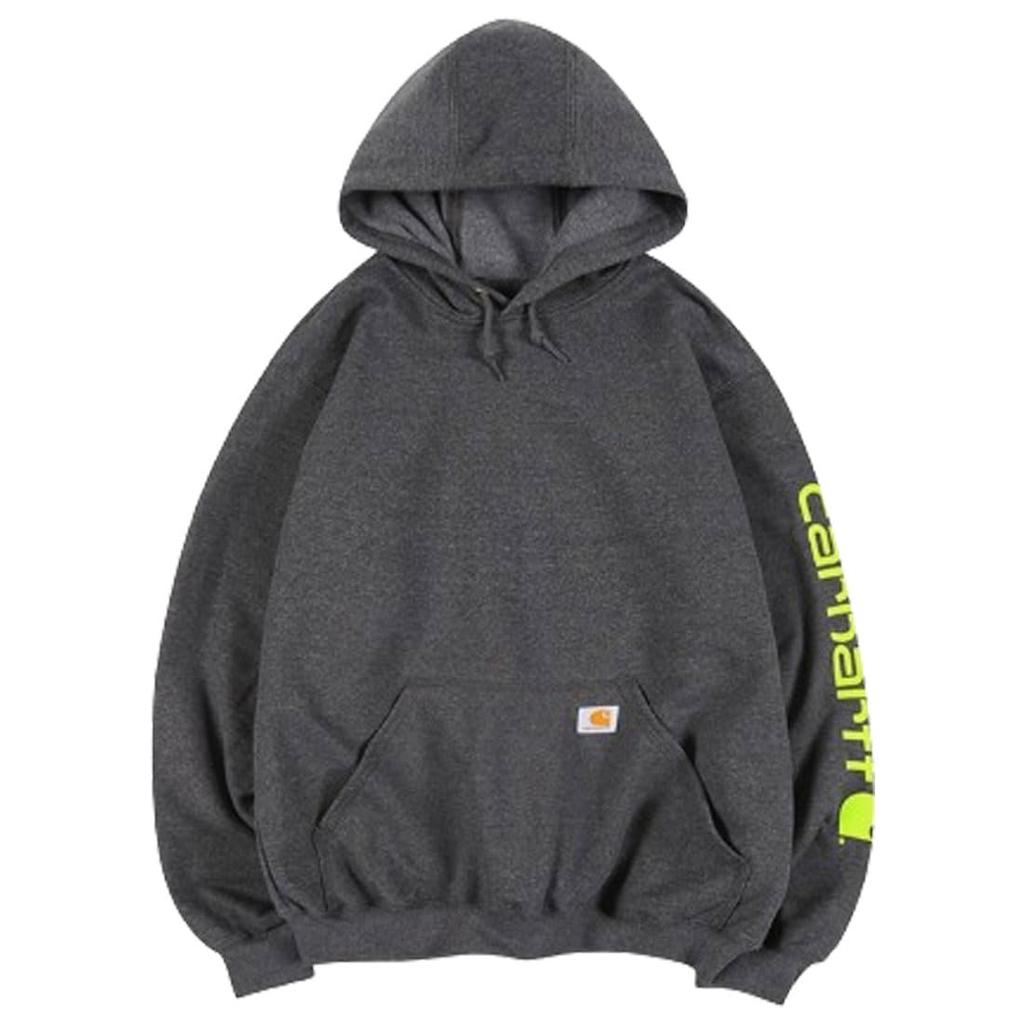 Carhartt K288 XL Pullover Hoodie with Graphic Logo and Loose Men's Carbon_Heather(026) Fit.
