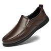 Men's Autumn Round Toe Genuine Leather Loafers - Soft Cowhide, Breathable, Business-Ready
