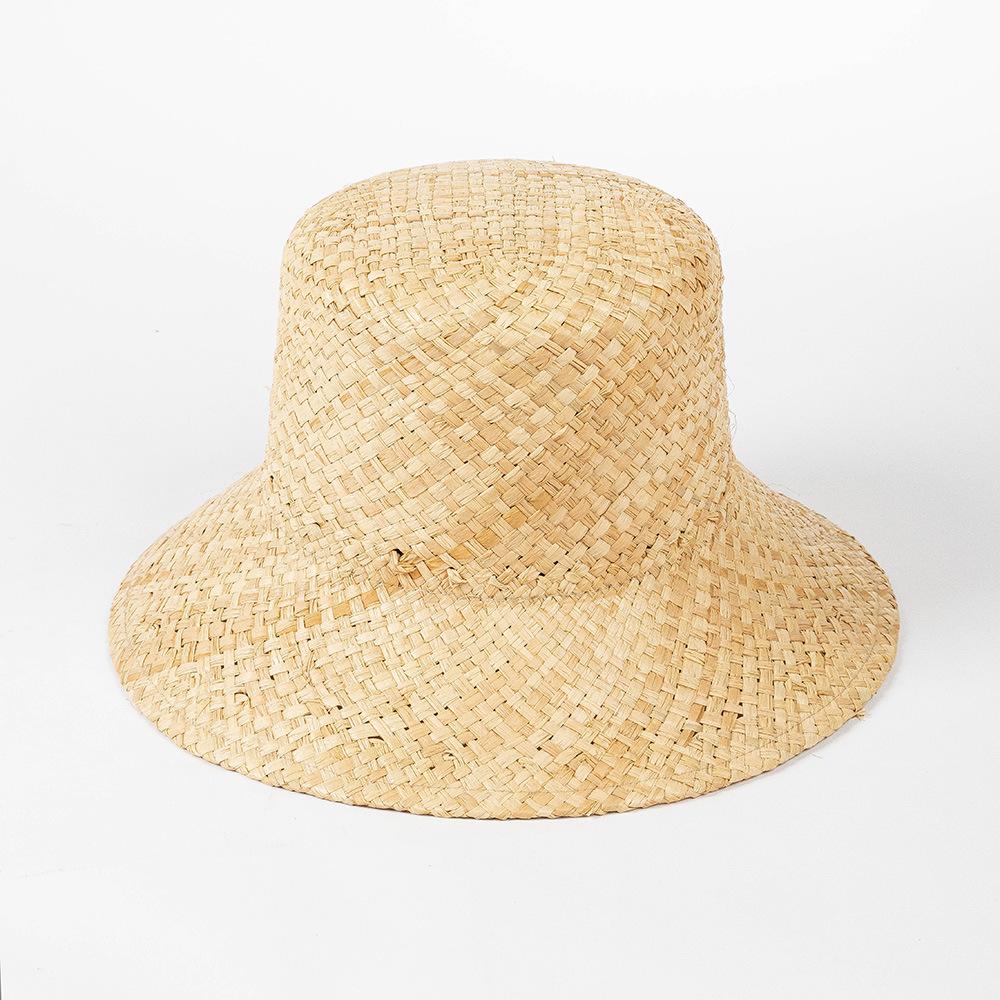 2025 New Arrival Hand-made Hollow Raffia Sun Hat Spring and Summer Fashion Retro Flat Top Outdoor Sunshade Straw Hat Bucket Hat