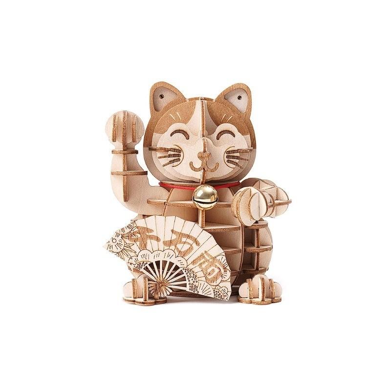 Wooden Lucky Cat 3d Puzzle Model For New Year Decor And Gift For Kids And Adults