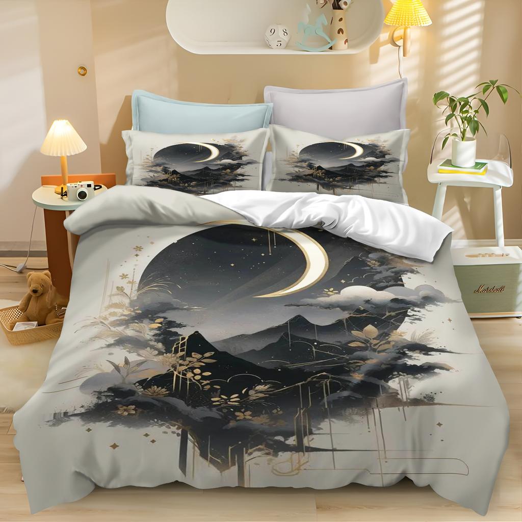 3D Print Cherry Blossom Flower Ink Painting Bedding Set Boys Girls Size Duvet Cover Pillowcase Teen Adults Bedroom 2/3Pcs