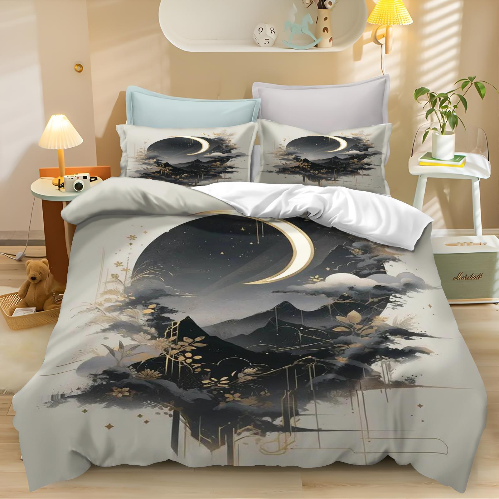 

Комплект постельного белья с 3D-принтом «Цветущая сакура», рисунок чернилами, для мальчиков и девочек, пододеяльник, наволочка, для подростков и взрослых, 2/3 предмета. 135x200cm