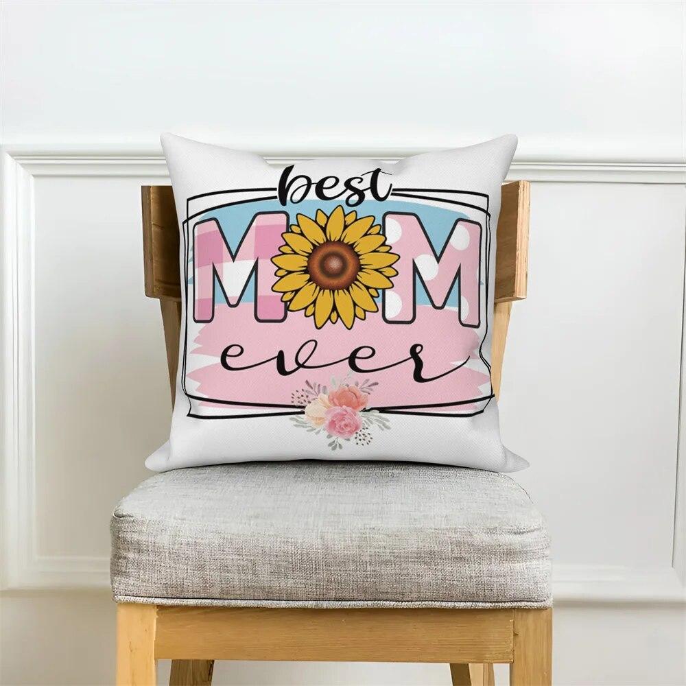 Flower Alphabet Pillowcase Cushion Cover Mother's Day  Car Sofa Home Decor Mom Gift
