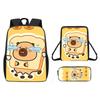 Cartoon Pattern Capybara Backpack Shoulder Bag Pencil Case Three Set Piece