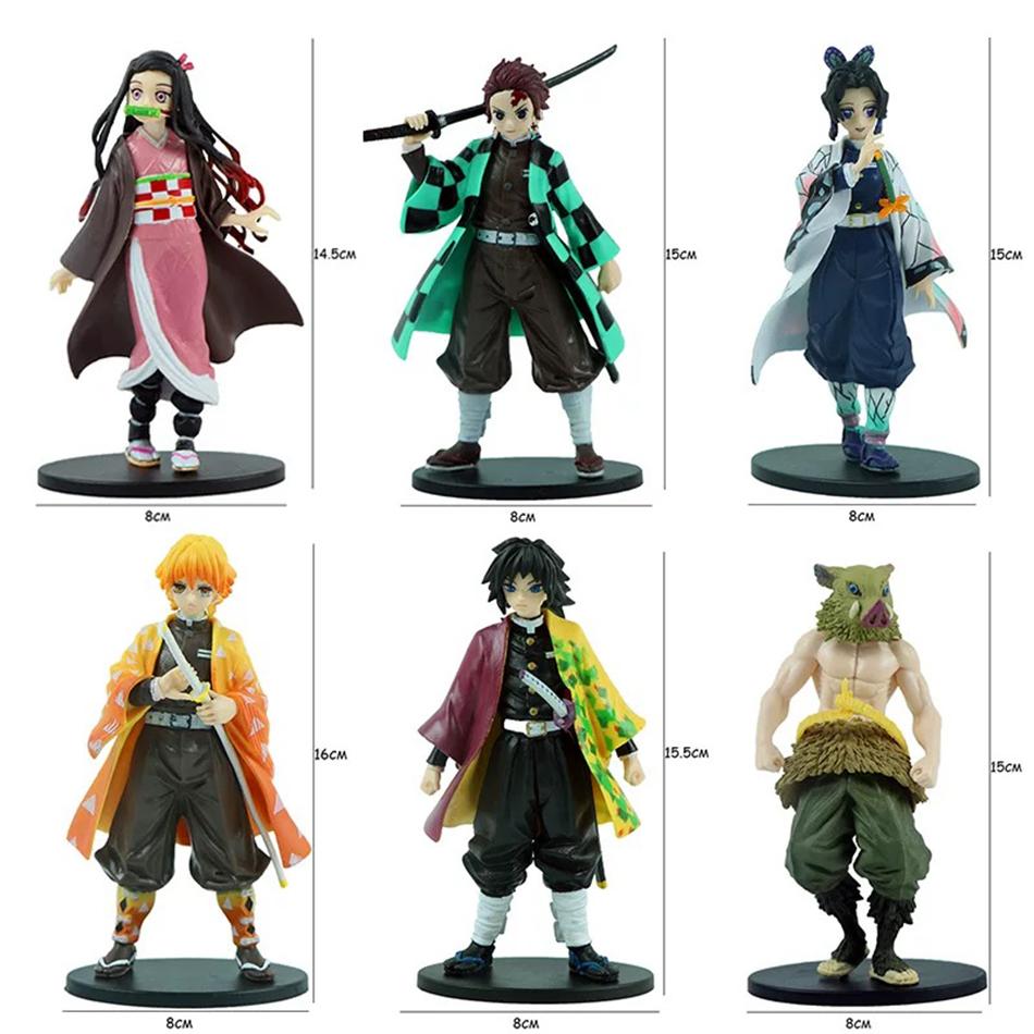 Anime Demon Slayer Kimetsu no Yaiba Figura Kamado Tanjirou Figura de Ação Agatsuma Zenitsu Nezuko Guerreiro Modelo de PVC Brinquedos