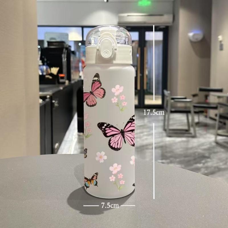 780ML 3D Printed Water Bottle with Butterfly Print Sports Water Bottle | Leak-Proof Flip Lid All-Over Design Gym Cup,PVC-Free