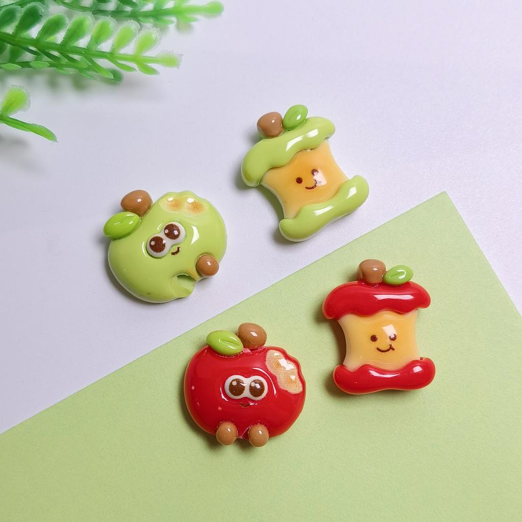 100pcs Mixed Cartoon Apple Bead  Spacer Loose Beads for Jewelry Making Bracelet DIY Pen Bead Accessories