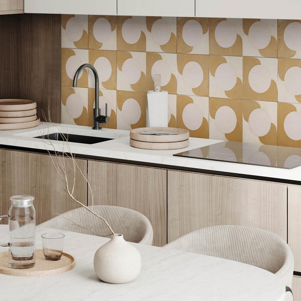 Panel Winylowy Samoprzylepny Z Nadrukiem Do Salonu 120X60 Cm Geometryczne Koła I Łuki