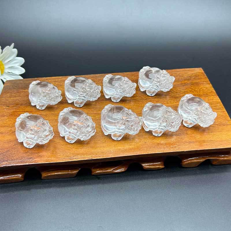 Натуральный Белый Хрусталь Высокой Чистоты, Резная Подвеска Черепаха-Дракон и Украшение на Цепочку для Свитера ≈2.7 x 3.6 cm