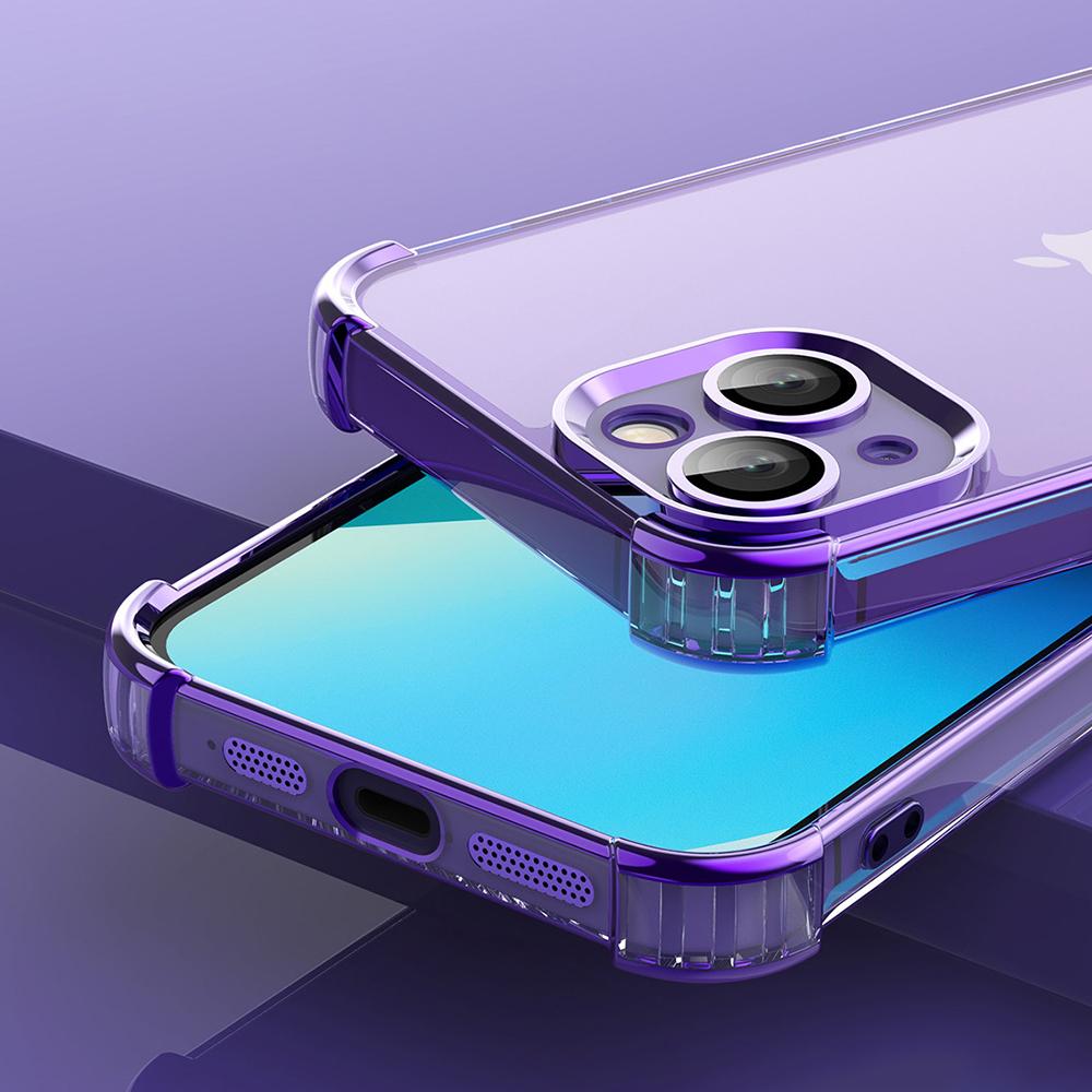 

For iPhone 13 TPU Case Electroplated Edge Phone Cover with PVC Lens Film Silver
