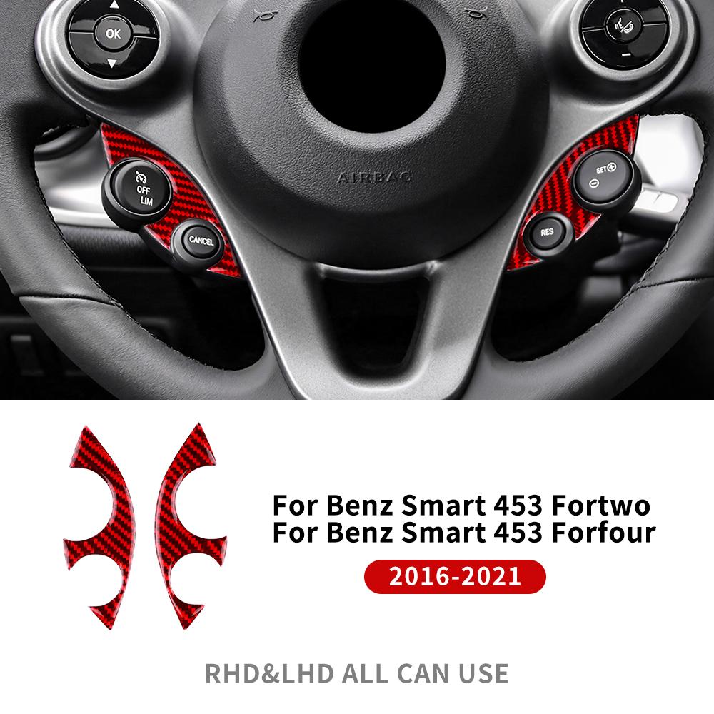 Real Carbon Fiber Car Steering Wheel Cover Trim Sticker For Mercedes Benz Smart 453 Fortwo/Forfour 2016 2017 2018 2019 2020-2025