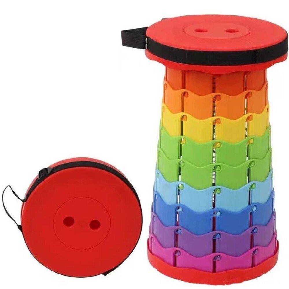 Outdoor Portable Rainbow Fold Expandable Lightweight Plastic Stool Travel Queue Camping Fish Home Saving Space Telescopic Stool