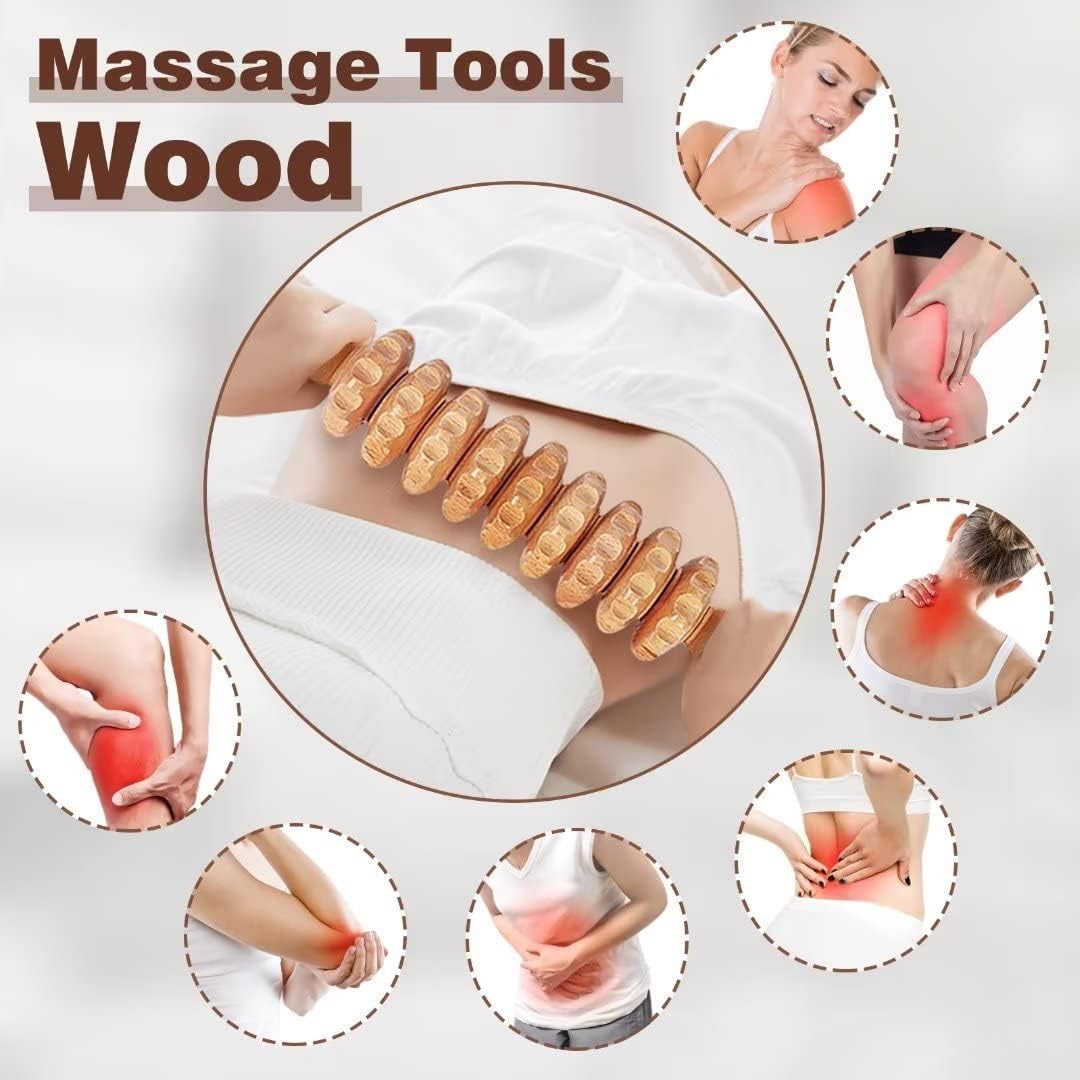 JUANWAN Wood Therapy Massage Tools 6-in-1 Massager Wooden Massager for Body Shaping Massage Tool Set Wood Therapy Tools for Relieving Muscle Pain