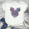 2026 New Colorful   Cute Mickey Mouse Head Classic Pattern Breathable Crew Neck Top Daily Wear Short Sleeve