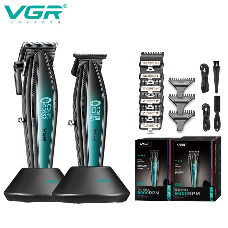 Long-lasting Men's Hair Clipper with Digital Display  Professional and High-speed, Safe and Skin-friendly Rechargeable Hair Clipper with Base