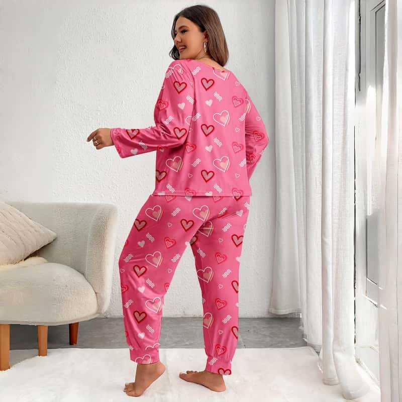 Pigiama da Donna a Manica Lunga e Pantaloni Lunghi, Stile Europeo e Americano, Primavera Autunno, Taglie Forti, Loungewear Adatto per l'Uso all'Aperto