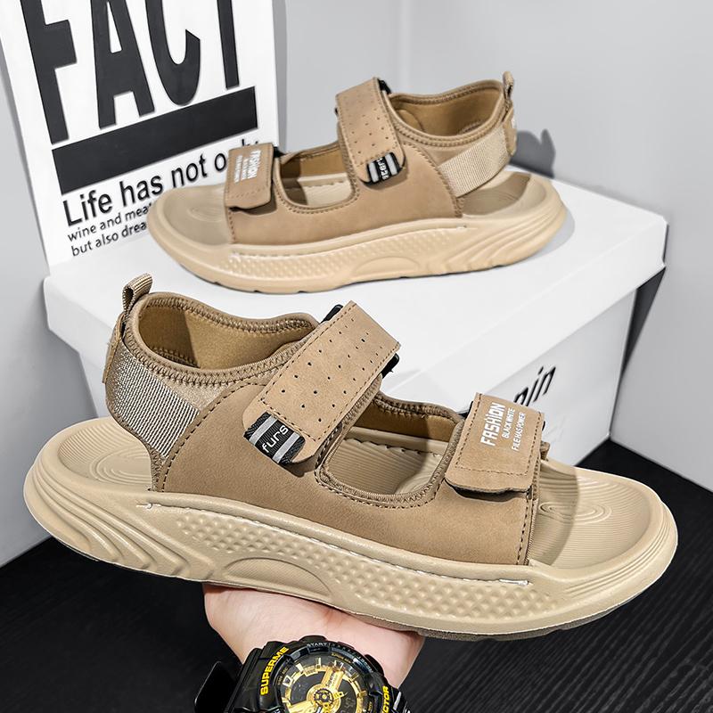 Klassische Herrensandalen Sommer Echtes Leder Strandsandalen Herren Freizeitschuhe Badesandalen Outdoor-Sneaker