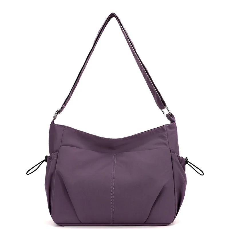 Borse a Tracolla da Donna in Nylon Impermeabili Semplici Borsa a Spalla da Donna di Grande Capacità Leggera Tinta Unita Multitasche Borsa Tote Femminile