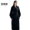 Cappotto Casual Lungo Donna Lana per Autunno Inverno, Soprabito Autunno Inverno con Maniche a Lanterna e Bavero a Tacca, Trench Doppiopetto con Tasche Abbigliamento