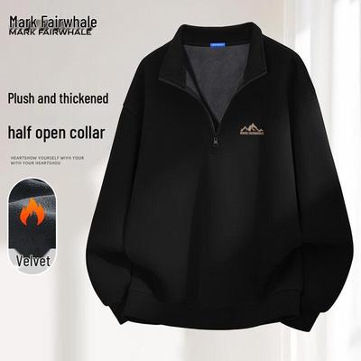 MARK FAIRWHALE Herren Winter Fleece Oberteil mit halbem Reißverschluss und Stehkragen